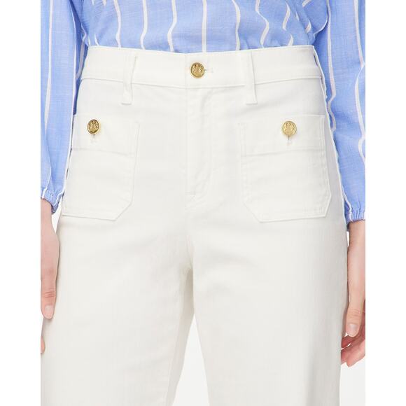 J Crew Women's 33 (36 x 30) Jean Slim Wide Leg Full Length White Denim High Rise - Picture 14 of 14